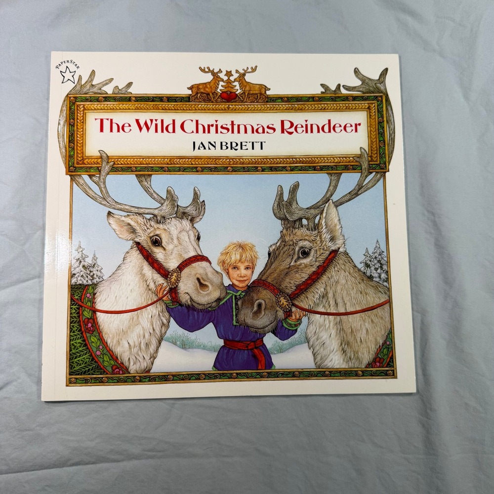 The Wild Christmas Reindeer Jan Brett Paperback 1998 Holiday Childrens Book
